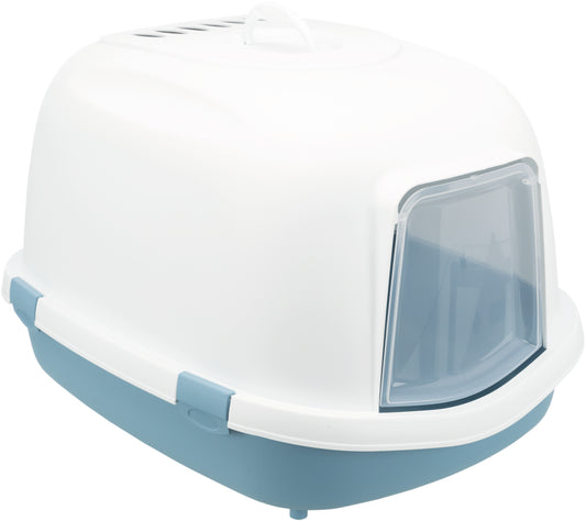 Katzentoilette Primo XXL Top, mit Haube, 56 × 47 × 71 cm, blau/weiß