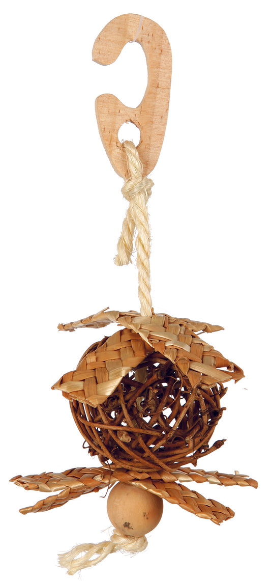 Weidenball am Seil mit Nistmaterial, ø 5,5 cm