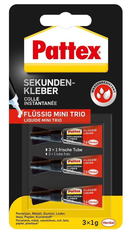 Pattex Sekundenkleber Mini Trio | 3x 1g