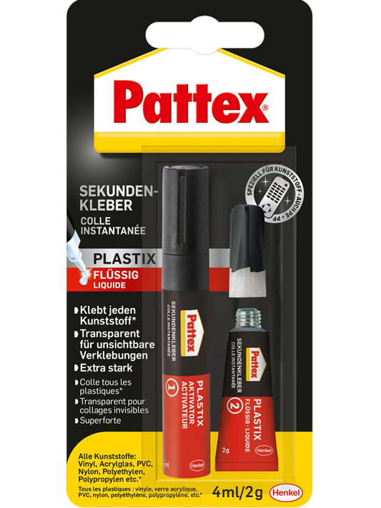 Pattex Sekundenkleber für Plastik | 4ml & 2g