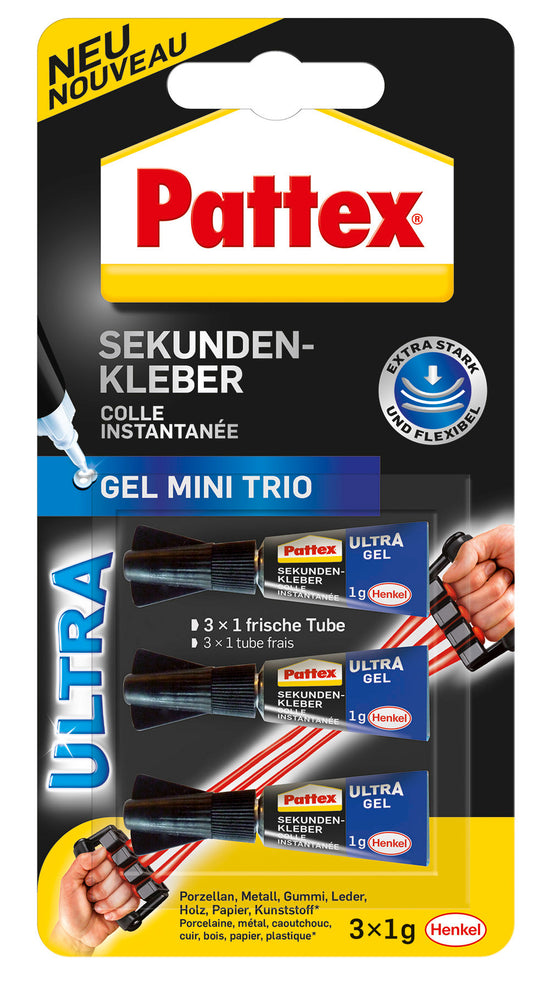 PATTEX Sekundenkleber Mini Trio Gel 3 x 1 g