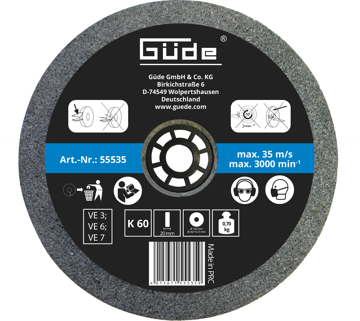 Schleifscheibe 150x20x32 mm K60