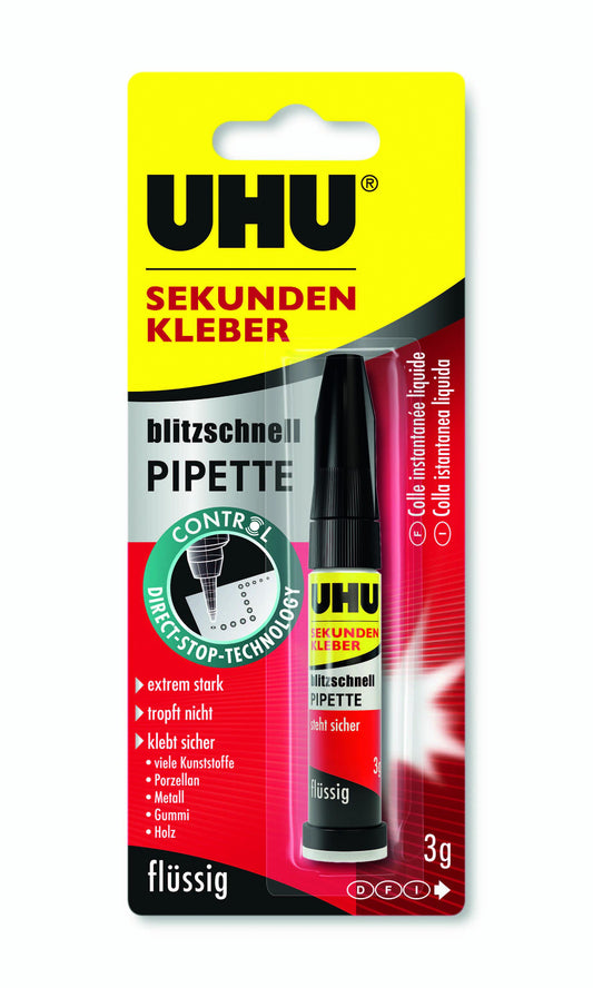 UHU Sekundenkleber blitzschnell, Flüssig, Pipette Control 3g 3g