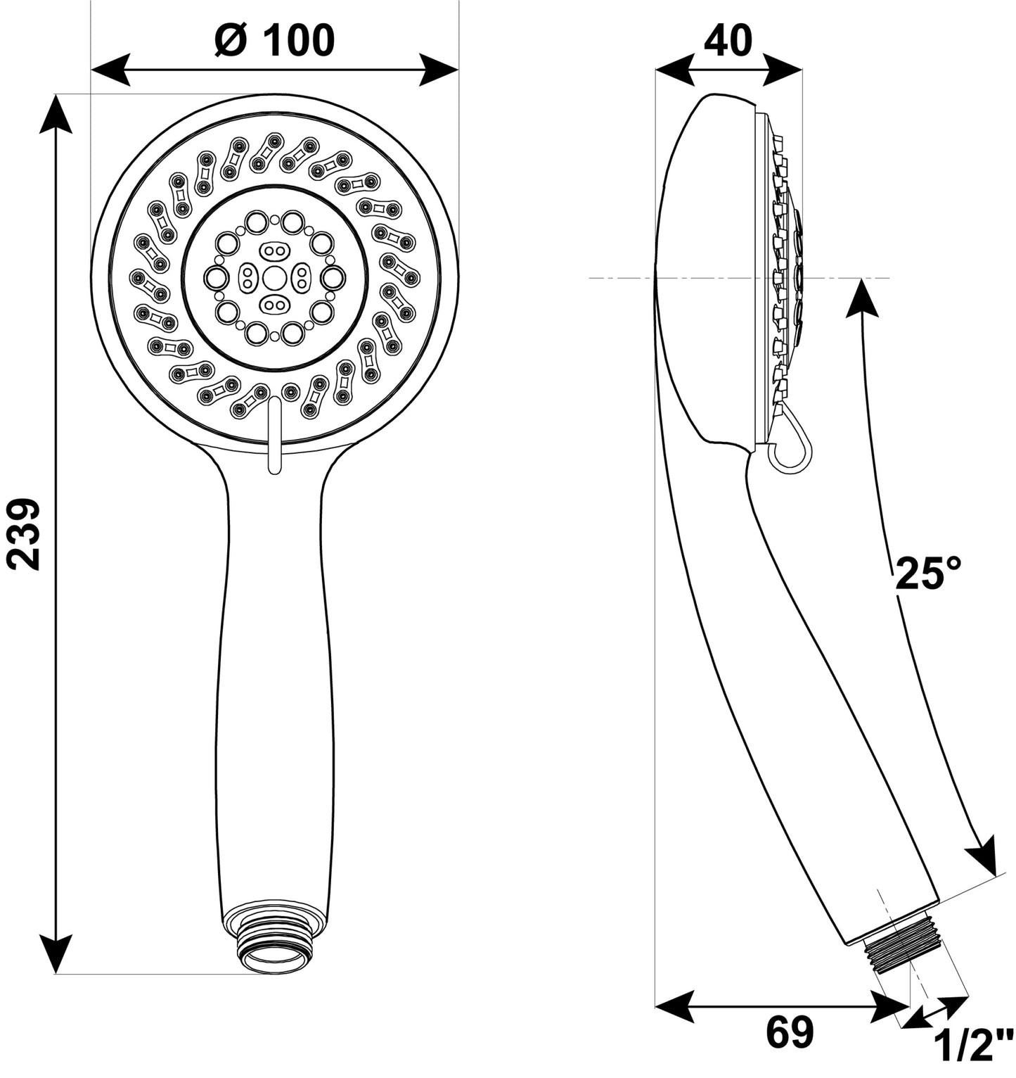 Handbrause Reina, Ø 100 mm, 5 S, verchromt