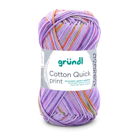 Cotton Quick print lila- grün-orange multicolor 50 g