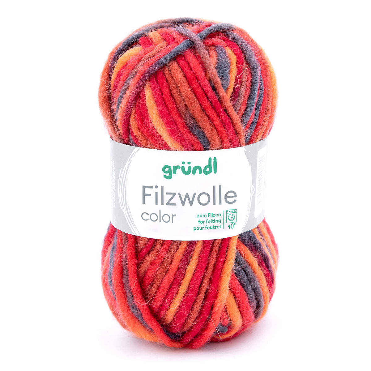 Filzwolle color rot- orange-schwarz multicolor 50 g