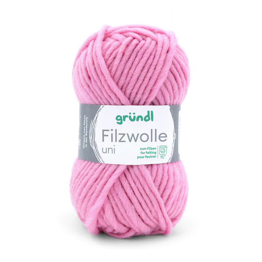 Filzwolle uni rosa 50 g