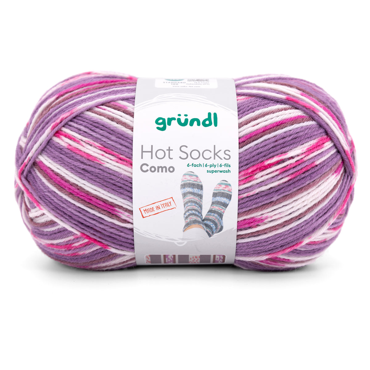 Hot Socks Como 6-fach mauve-fuchsia-braun-weiß