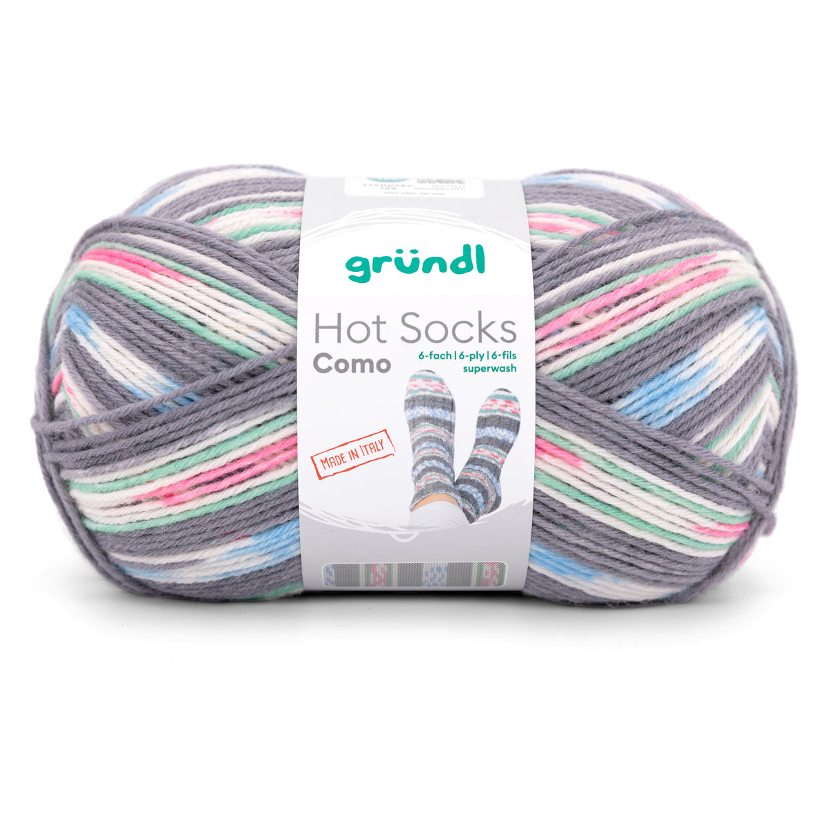 Hot Socks Como 6-fach grau-rosa-hellbl.-hellgr.-weiß