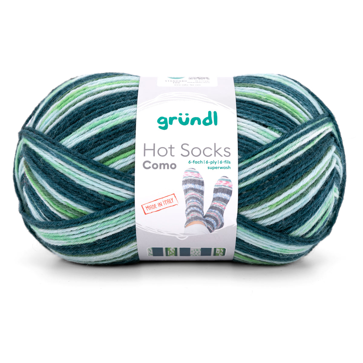 Hot Socks Como 6-fach blautanne-mit-lindgrün-weiß