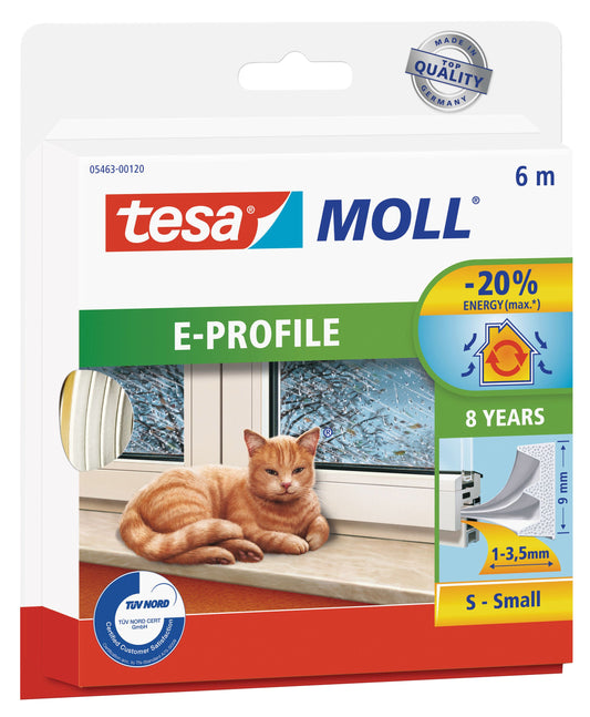 tesamoll® E-Profil weiß | Spalten 1-3,5mm | 6m