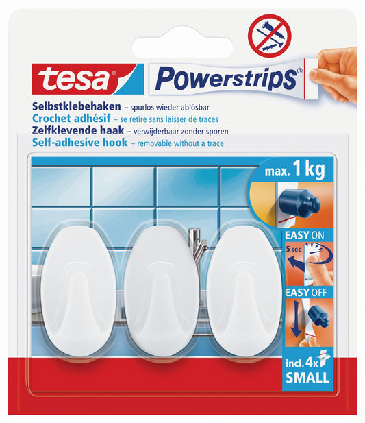 tesa® Powerstrips Haken small oval | weiß