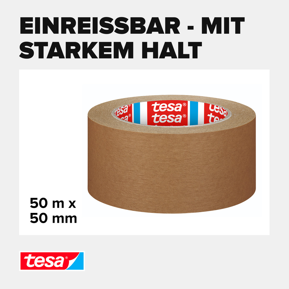 tesa - Pack aus Papier 50m - 50mm braun
