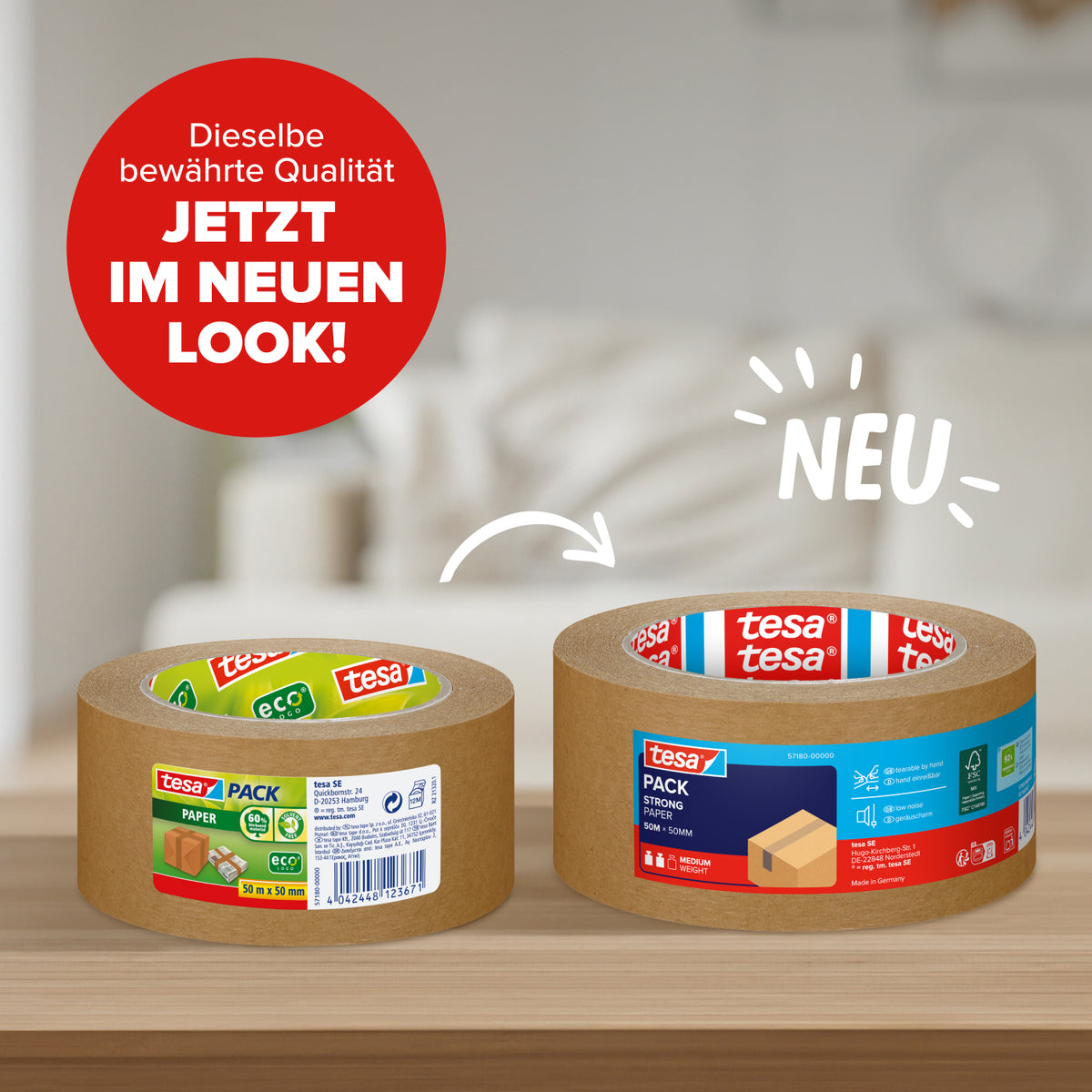 tesa - Pack aus Papier 50m - 50mm braun