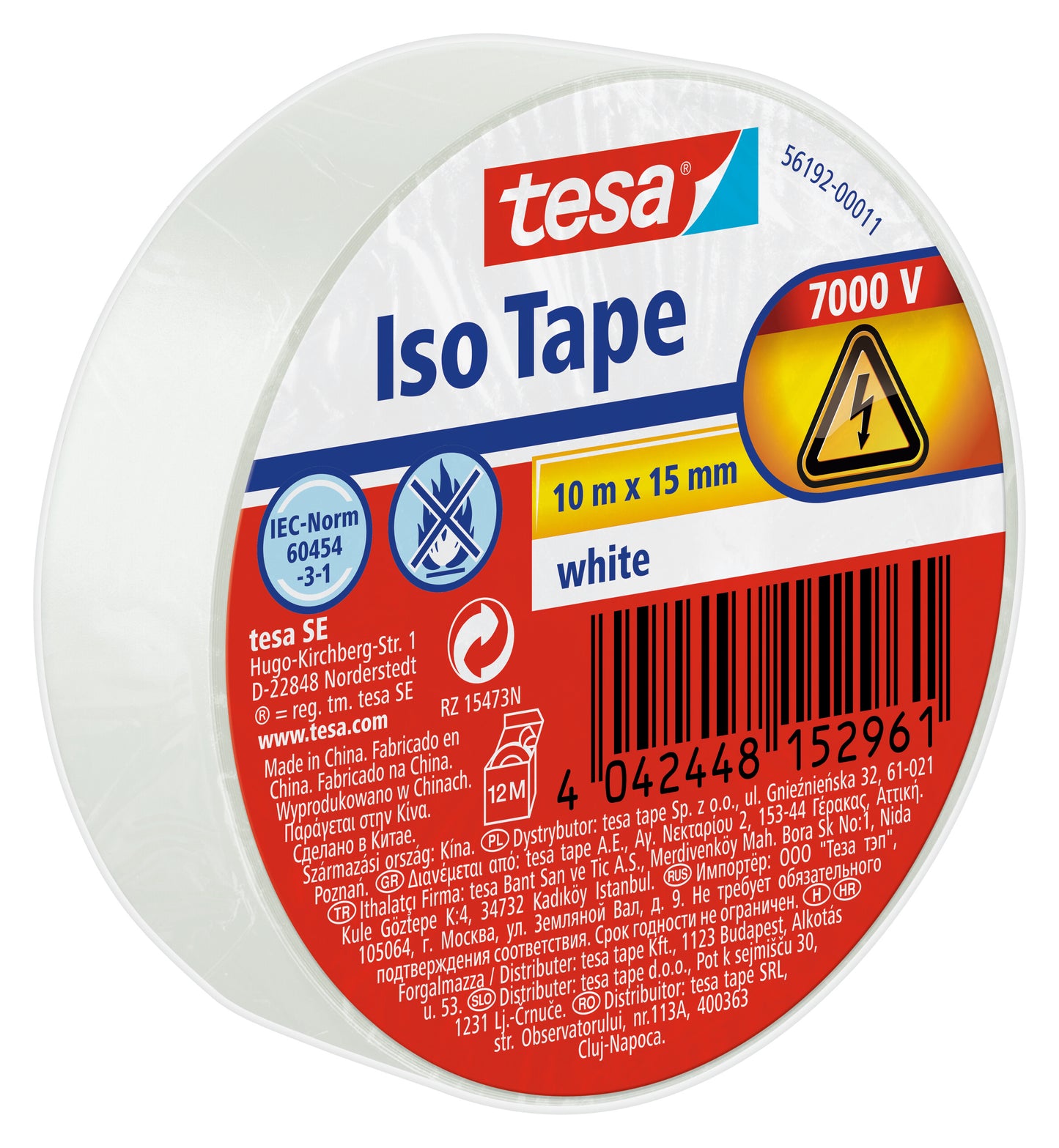 tesa Isolierband, weiß 10m - 15mm
