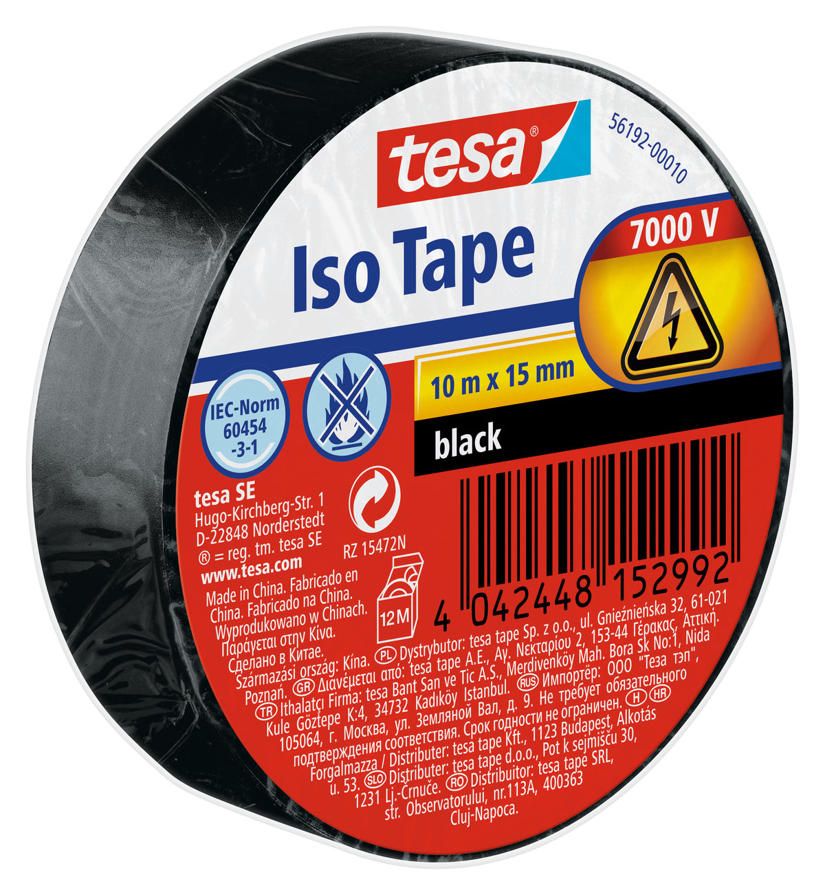 tesa Isolierband, schwarz 10m - 15mm