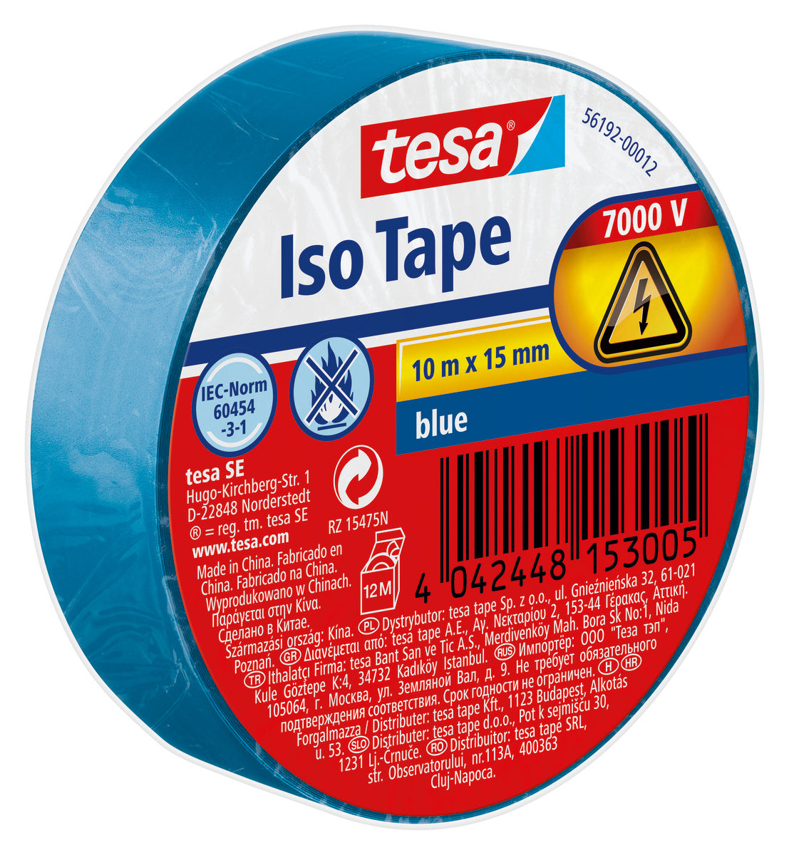 tesa Isolierband, blau 10m - 15mm