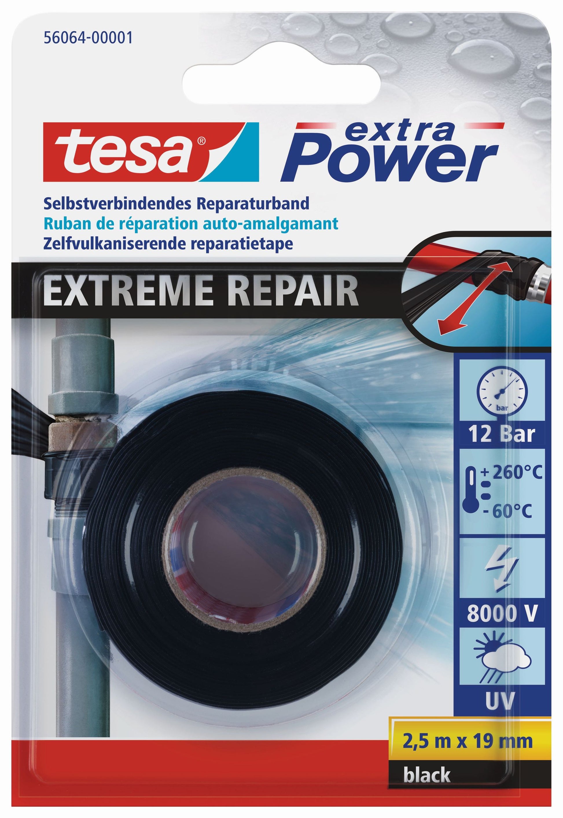 tesa® Extreme Repair Reparaturband schwarz | 19mm x 2,5m