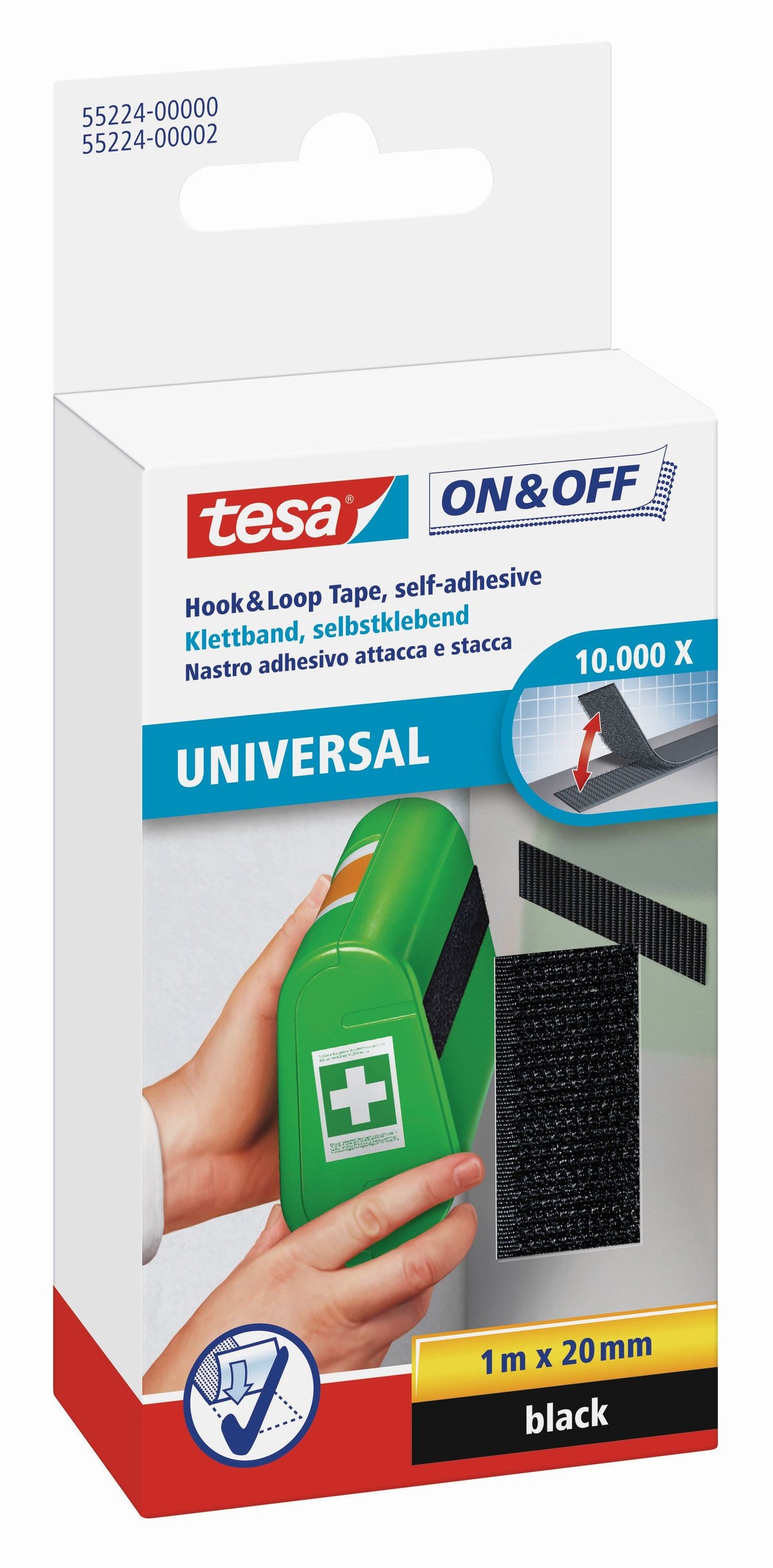 tesa® Klettband schwarz | 20mm x 1m