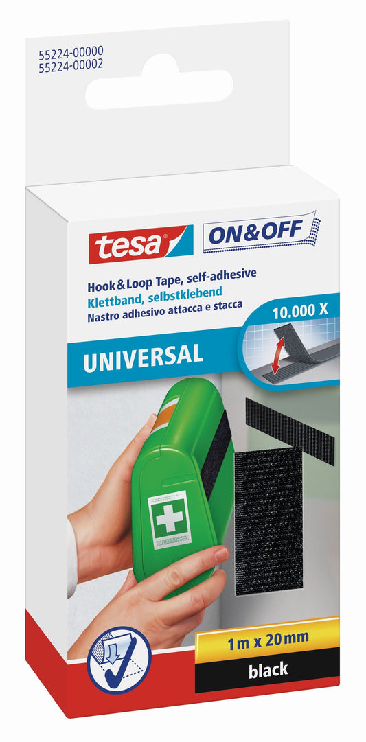 tesa® Klettband schwarz | 20mm x 1m