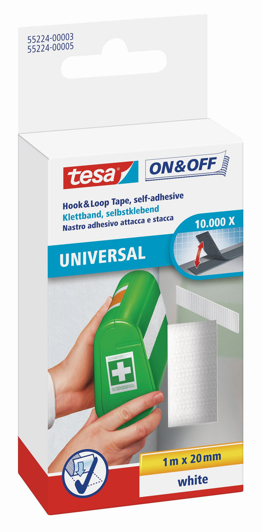 tesa® Klettband weiß | 20mm x 1m