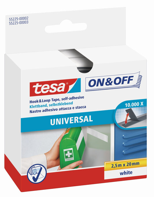 tesa® Klettband weiß | 20mm x 2,5m
