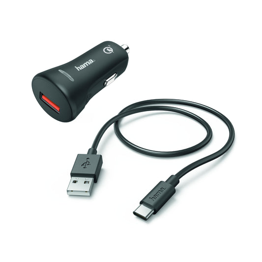 Kfz-Ladeset, USB Type-C, QC 3.0, 3 A, Schwarz USB Type-C, QC 3.0, Schwarz