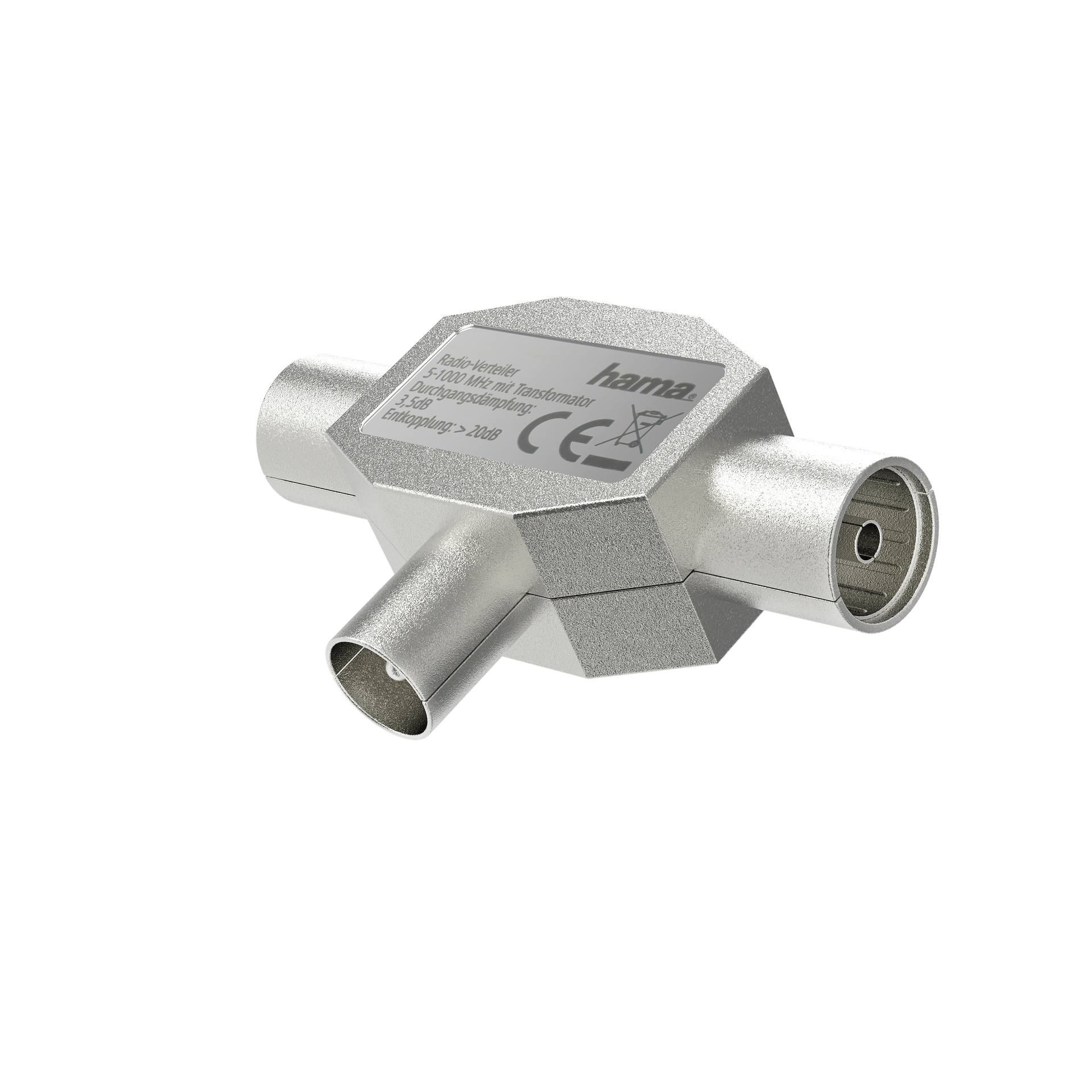 Hama Antennenverteiler Koax Stecker auf 2x Koax Kupplungen Metall