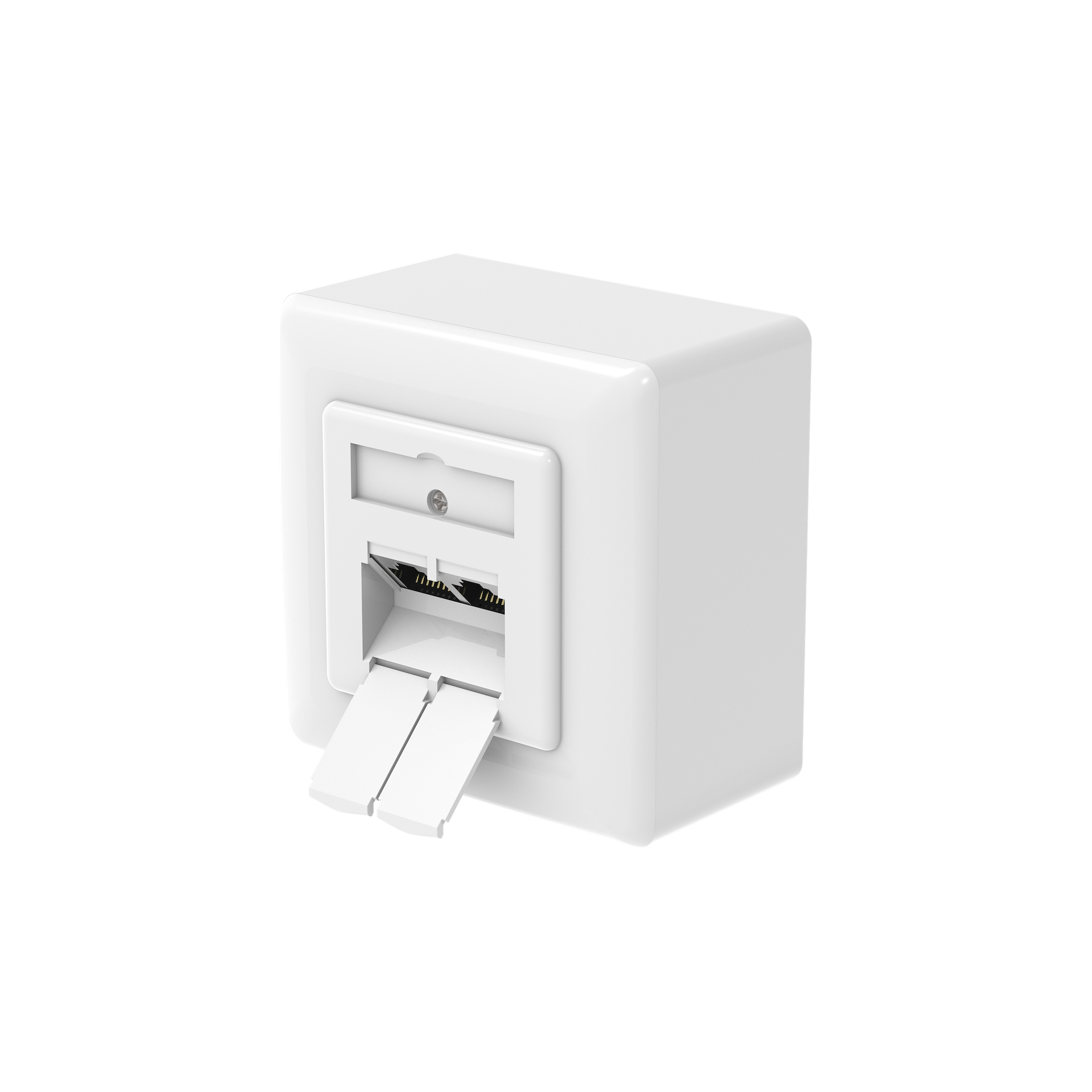 Hama Netzwerkdose Cat 6a, geschirmt, 2 Ports, Aufputz und Unterputz | 10 Gbit/s