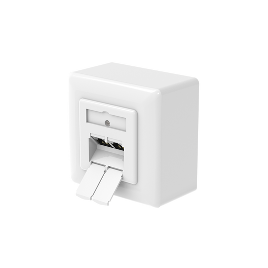 Hama Netzwerkdose Cat 6a, geschirmt, 2 Ports, Aufputz und Unterputz | 10 Gbit/s