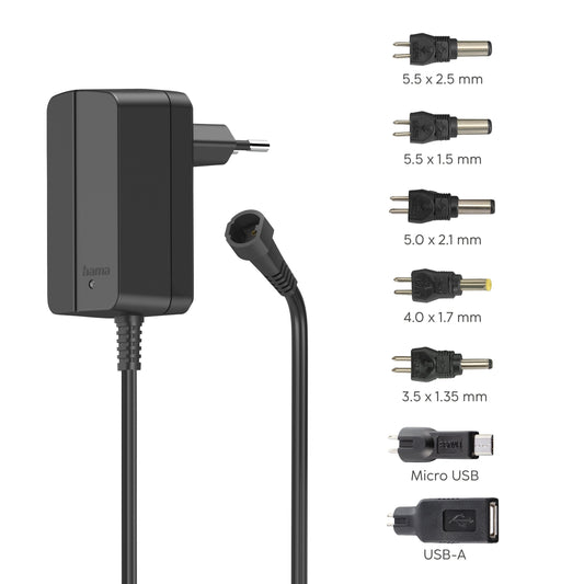 Hama Universal Schaltnetzteil max. 1000 mA mit 7 verschiedenen Adaptern | 12 Watt / 12V 