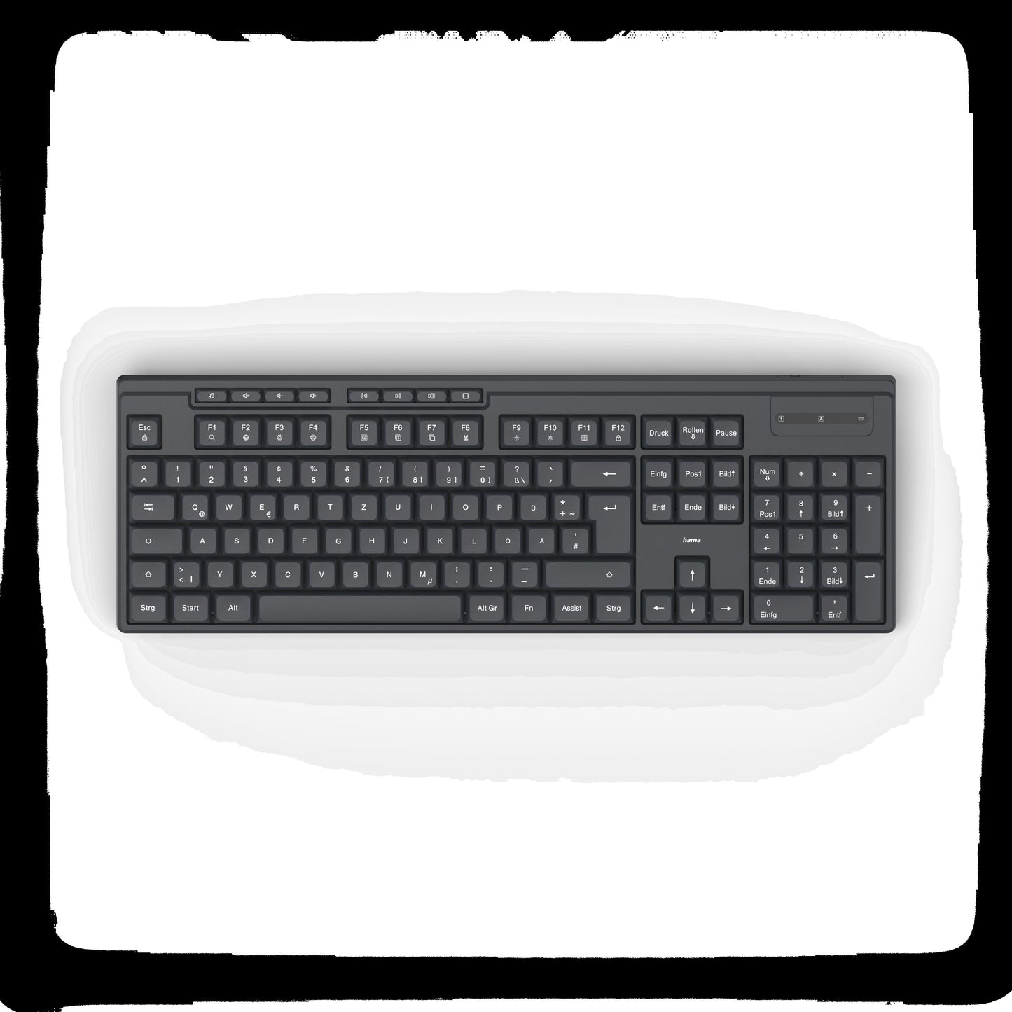Hama Funktastatur ''WK-200'', Batterie, 8 Media-Tasten, QWERTZ DE