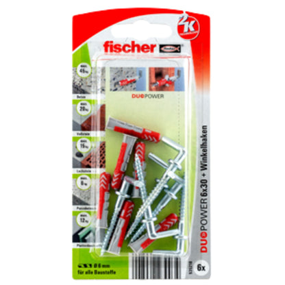 fischer DUOPOWER 6 x 30 WH mit Winkelhaken 6 Stück