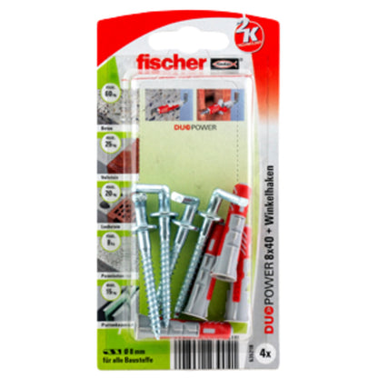 fischer DUOPOWER 8 x 40 WH mit Winkelhaken 4 Stück