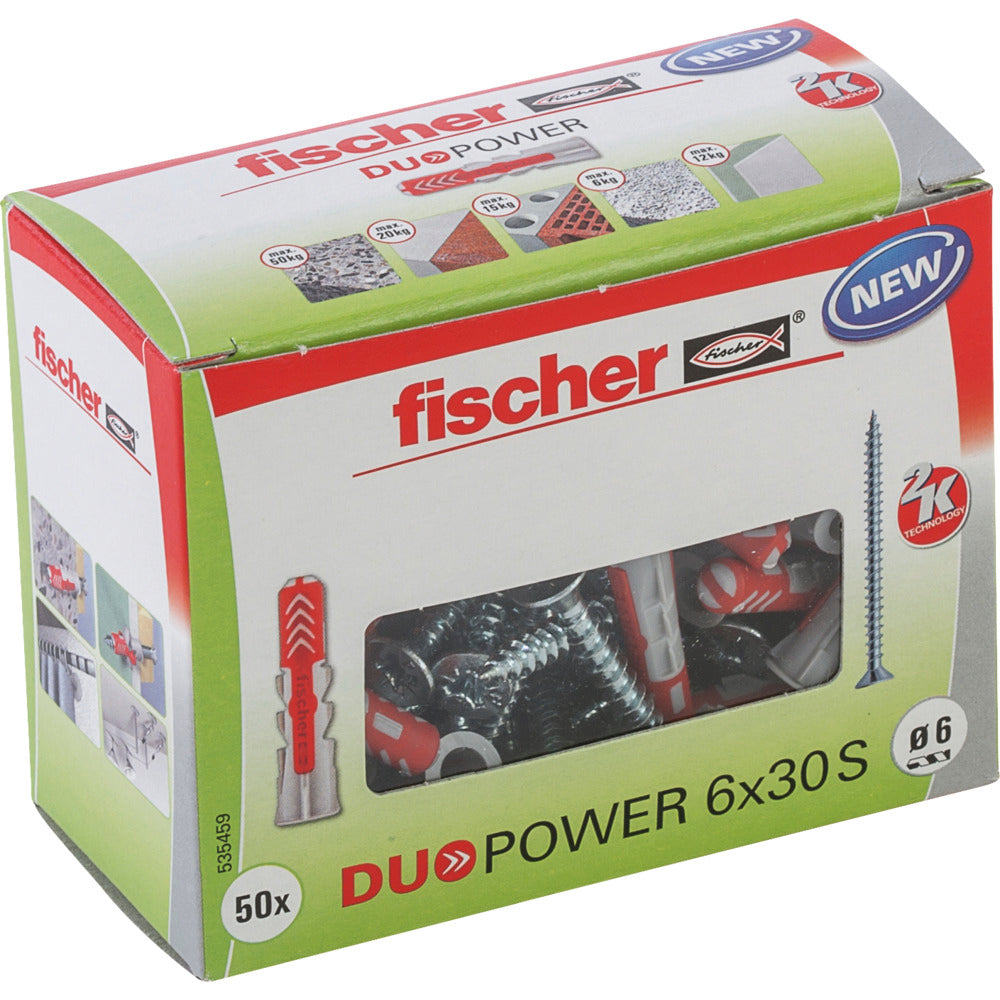 fischer DUOPOWER 6 x 30 S LD mit Schraube 50 Stück