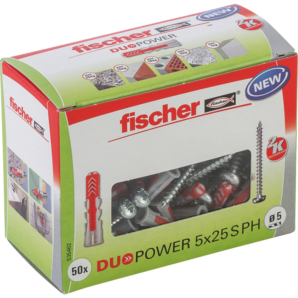 Fischer DuoPower mit Linsenkopf-Schrauben 5x25 | 50 Stück