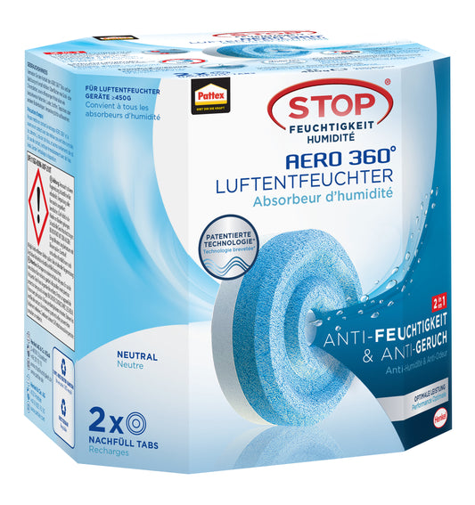 Pattex Luftentfeuchter Nachfülltabs | 2x 450g