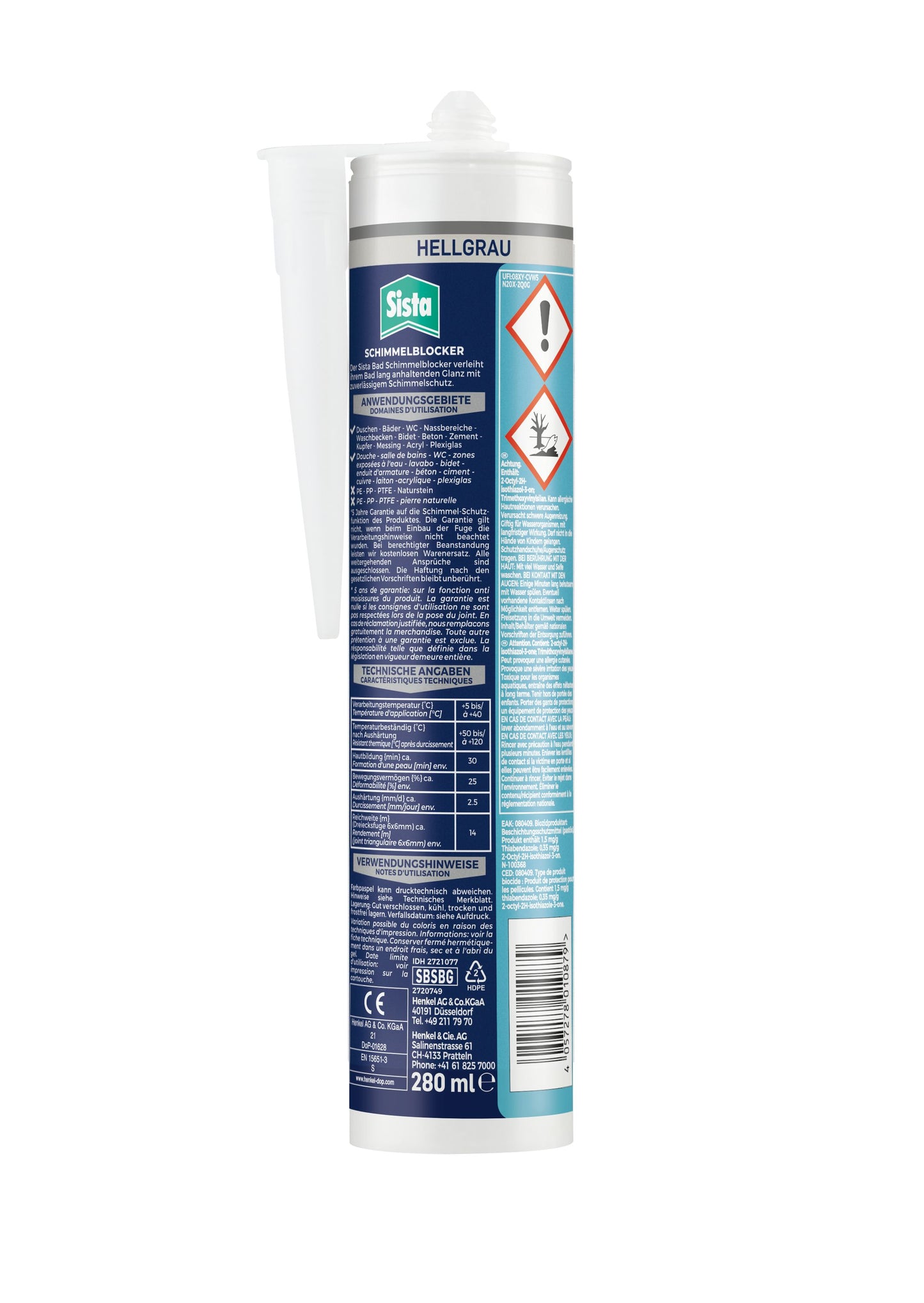 Sista Bad Silikon mit Schimmelblocker Silbergrau | 280ml