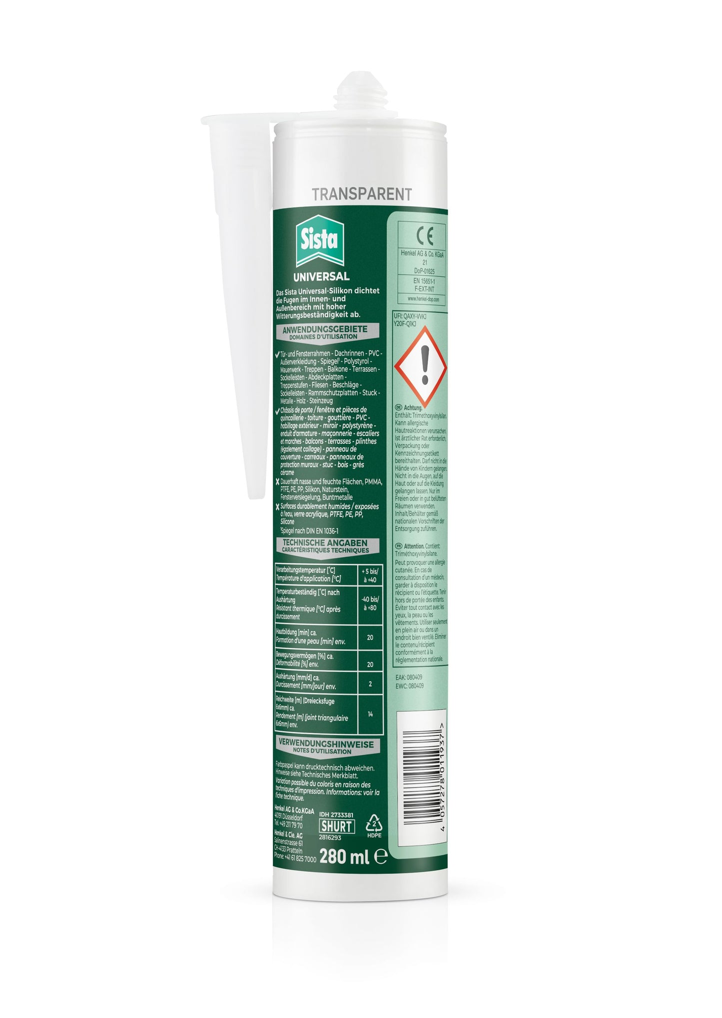 Sista "Haus und Bau" Universal-Silikon transparent | 280ml