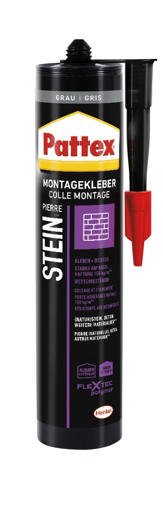 Pattex Montagekleber für Stein 420g grau