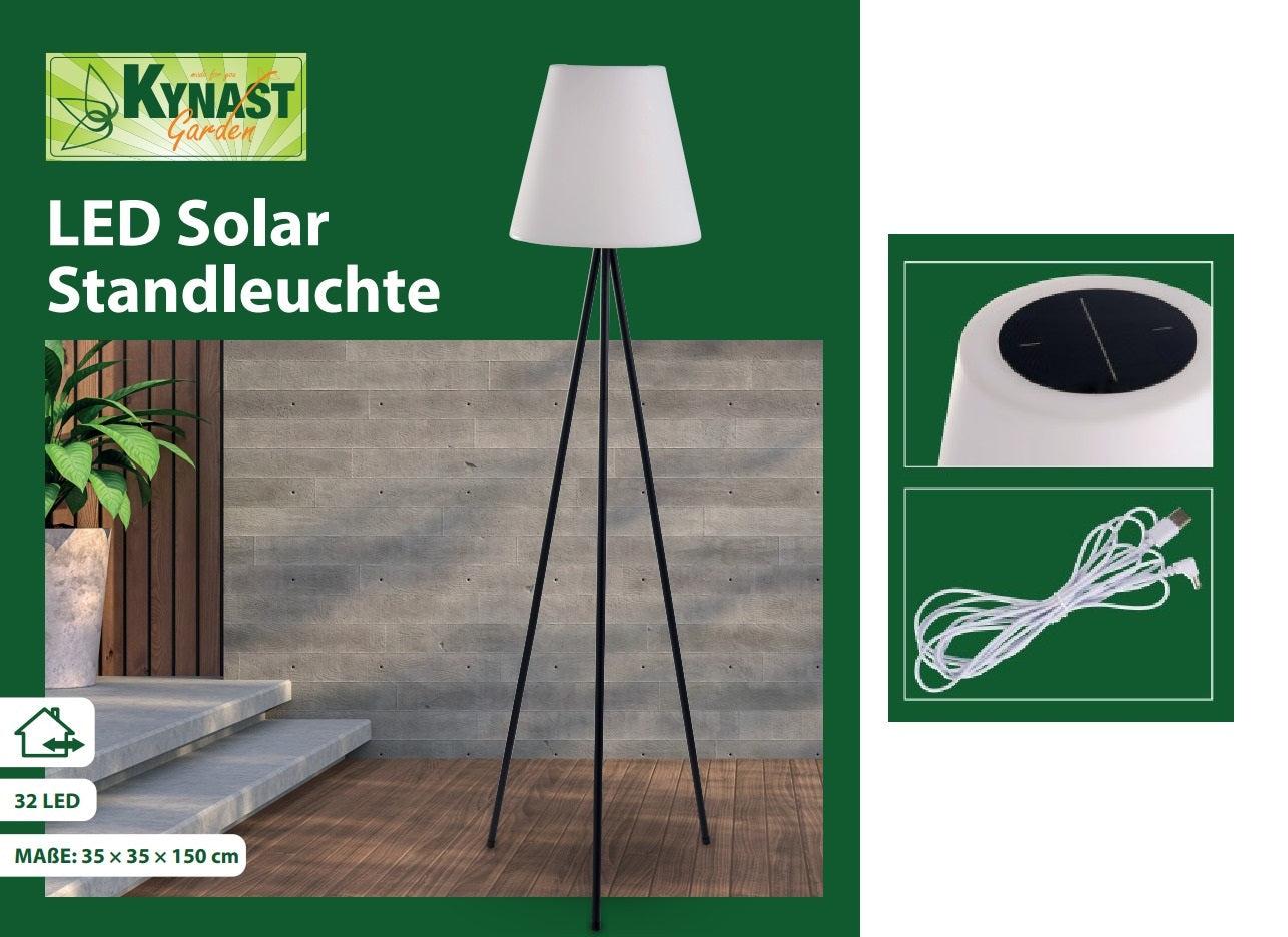 Solar LED 3-Bein Standleuchte Hx150cm Solar+USB-Ladung