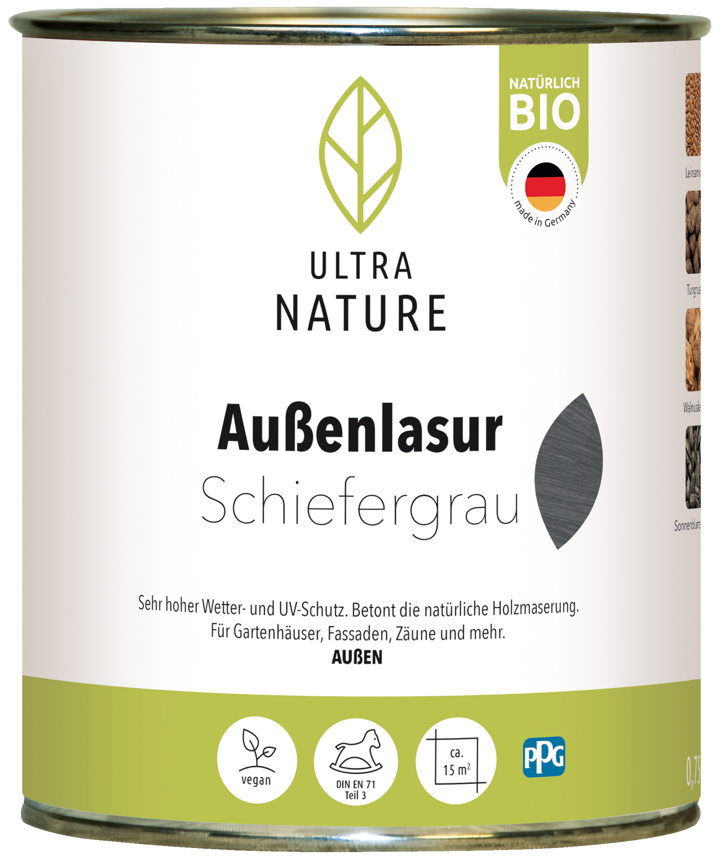 Ultra Nature Außen Lasur Schiefergrau 0.75L