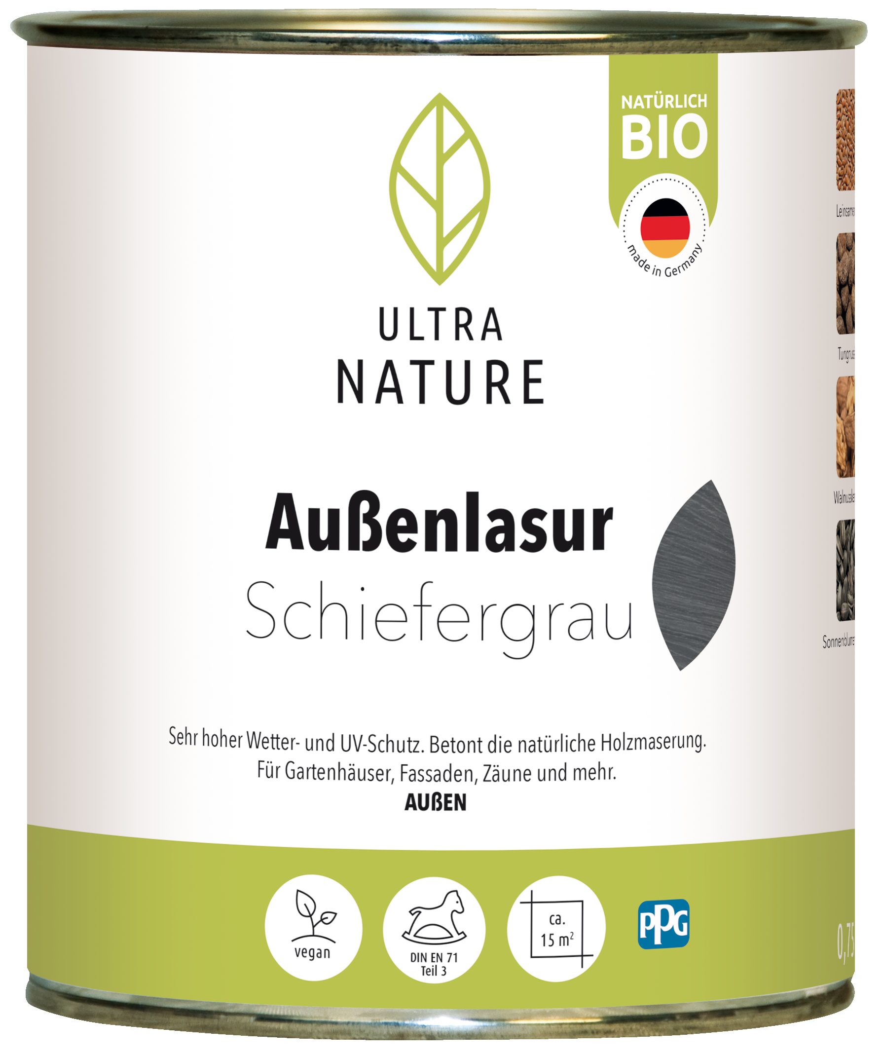 Ultra Nature Außen Lasur Schiefergrau 0.75L