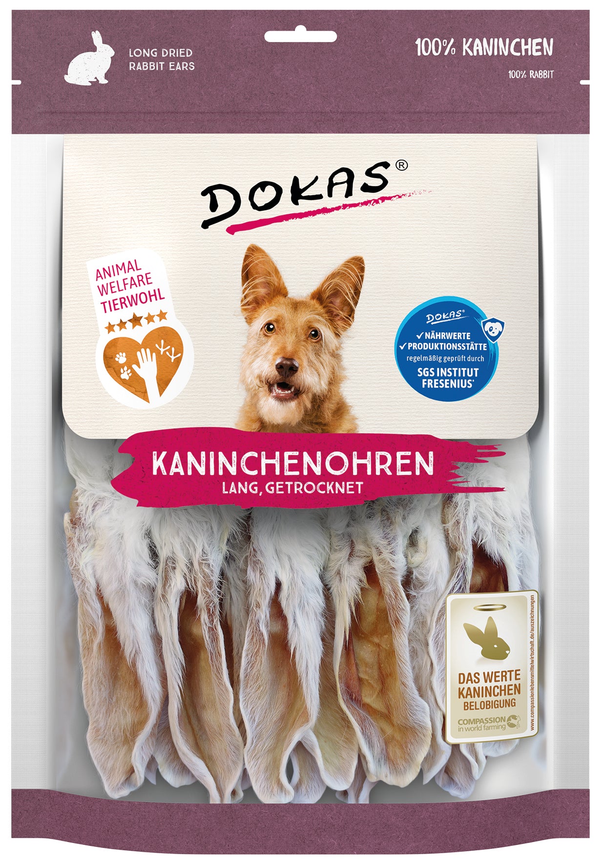 Dokas Kaninchenohren mit Fell getrocknet 180 g