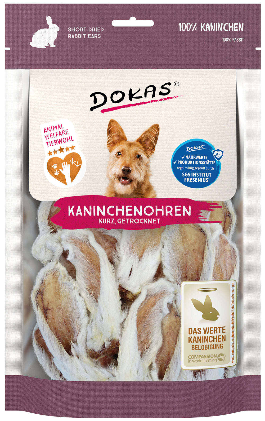 Dokas Kaninchenohren mit Fell getrocknet 100 g