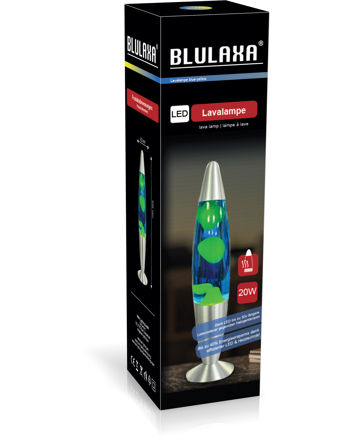 LED Lavalampe im Retro-Look blue-yellow, H 34cm