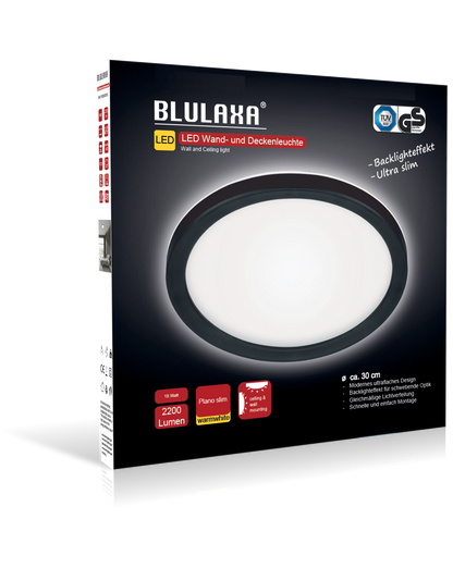 LED WD Plano Slim 18W 2200lm 3000K Ring sw Backlight Ø30cm