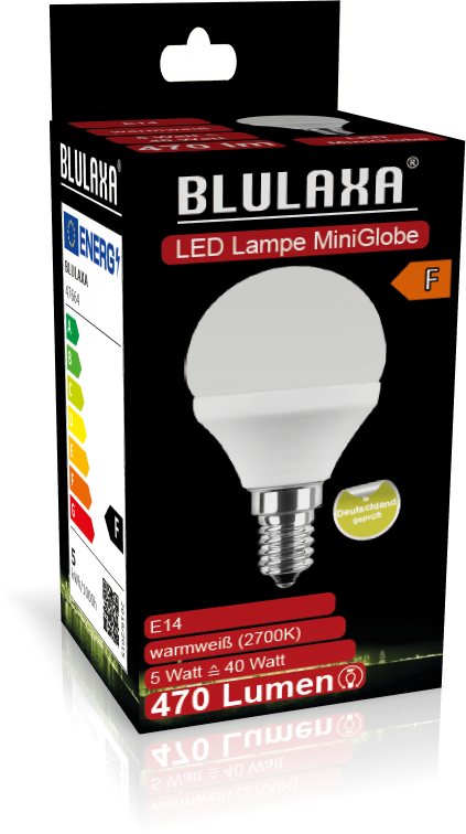 BLULAXA LED-MiniGlobe Lampe E14 470lm | ersetzt 40W (warmweiß)