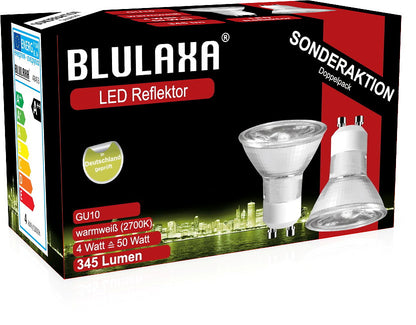 BLULAXA LED-Strahler GU10 345lm | ersetzt 50W (warmweiß) 2er Set