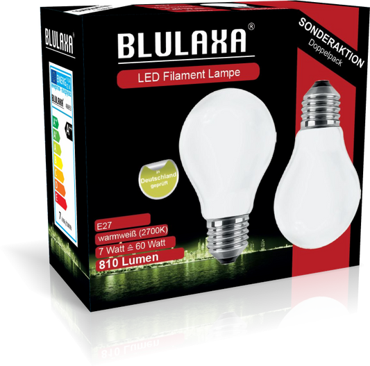 BLULAXA LED-Lampe E27 810lm | ersetzt 60W (warmweiß) 2er Set